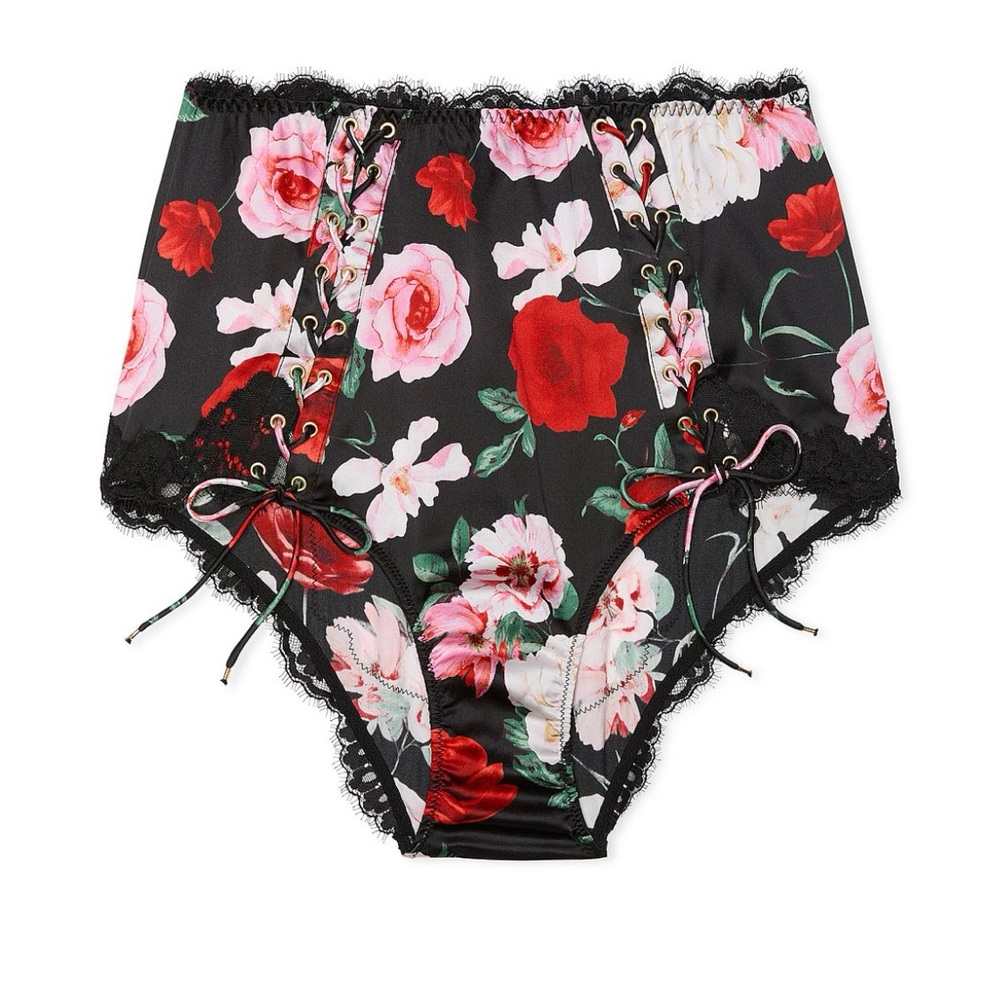 Victoria's Secret x Atelier high waisted Black and Red Lace Trim Panties
